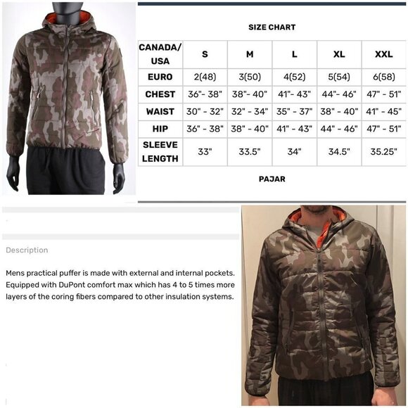 Sz M- PAJAR Camo Jilly Dupont Comfort Max Puffer‎ Jacket Color Army *NO SZ LABEL - Picture 13 of 16